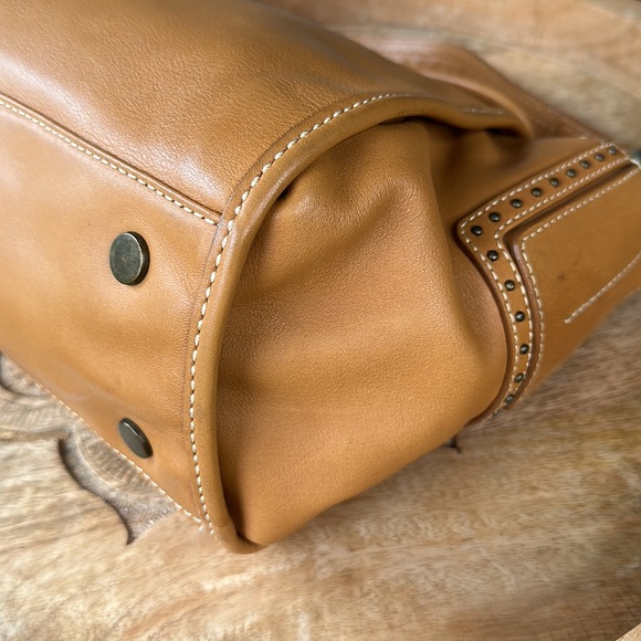 KENNETH COLE New York Camel Tan Leather Studded Bag - Picture 7 of 16